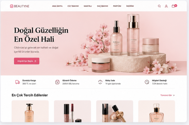 Kozmetik e-ticaret sitesi örneği