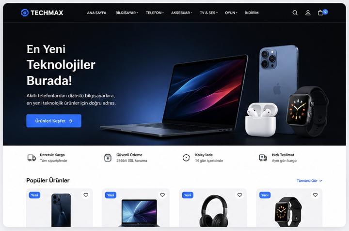 Elektronik e-ticaret sitesi örneği